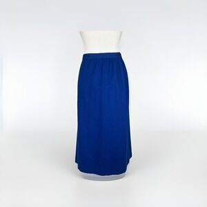 Vtg 70s A Line Skirt Womens L Blue Wool Retro Dark Academia Heritage Made in USA